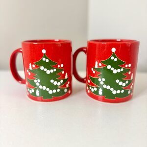 Set of 2 - Vintage Waechtersbach West Germany Christmas Tree Mugs